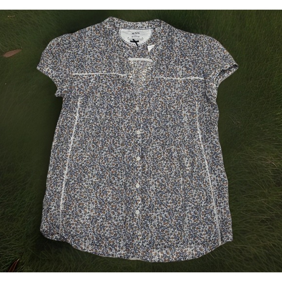 Mango Tops - NEW Mango Delicate Floral Cotton Lace Button Up Blouse Chic Cottage Size M